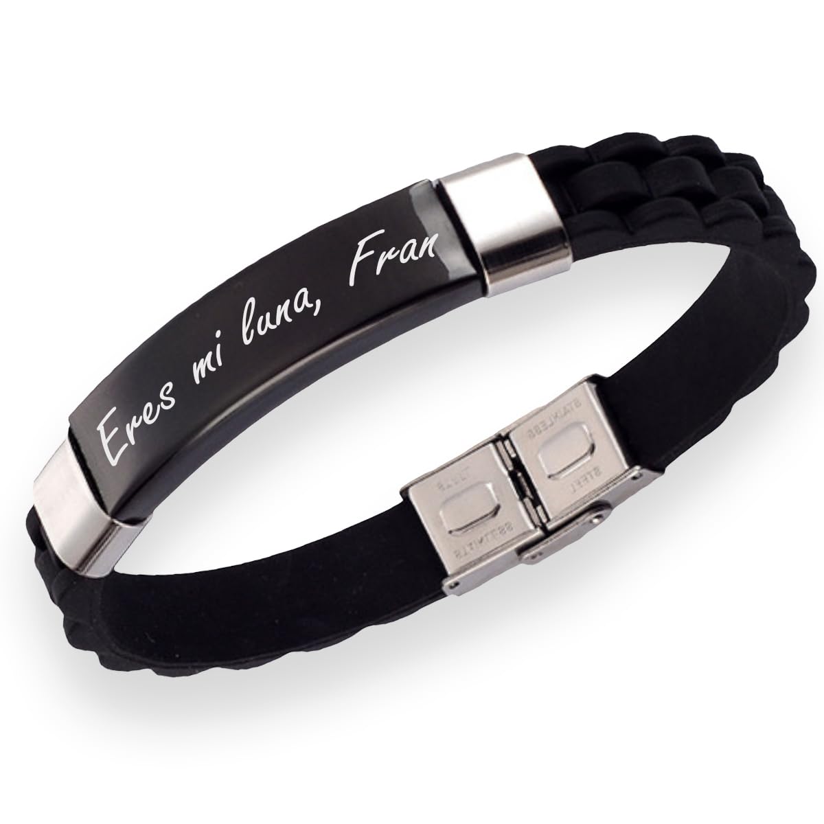 ibera gifts - Pulsera personalizada de acero inoxidable - Regalo Grabado para Hombre Mujer Parejas Amigos - Acabado profesional