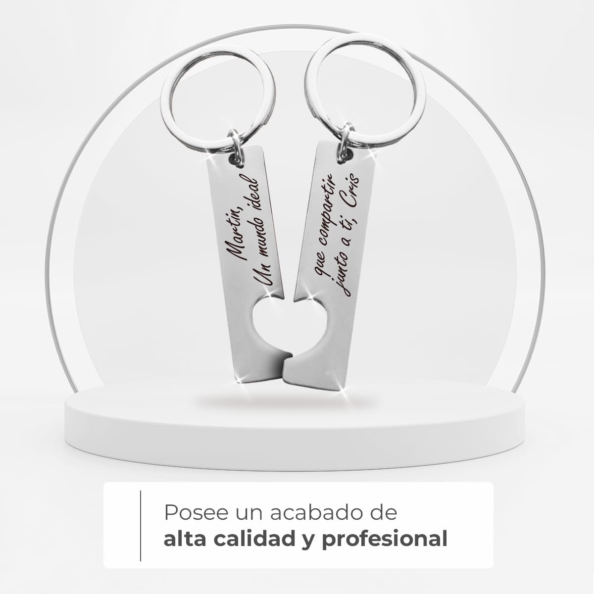 2 Llaveros Personalizados Corazón - Regalos originales personalizados Mujer, Hombre, Parejas, Novios, Amiga, Papa, Dia de Padre - Grabado con Nombre, Mensaje, Letras o Frases, Llaveros originales