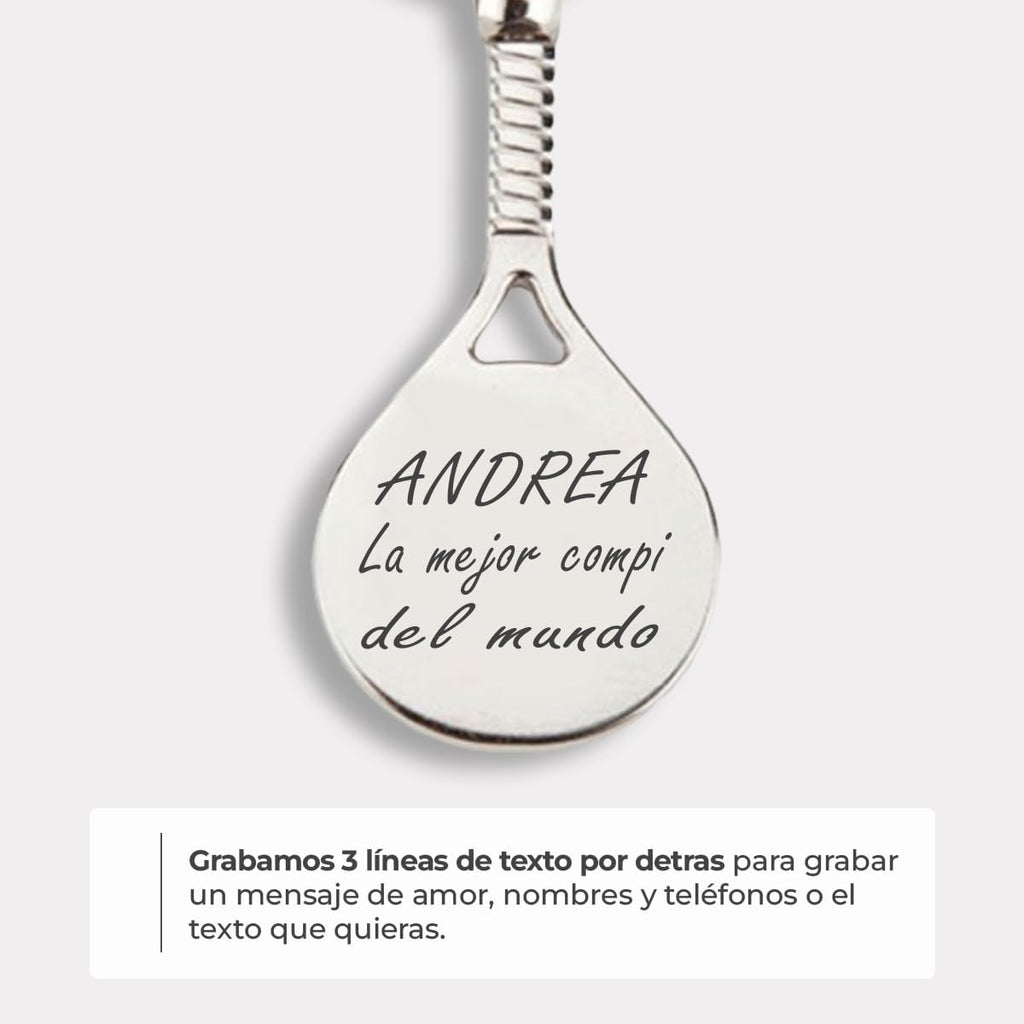 ibera gifts - Llavero Padel Personalizado en Forma de Raqueta, Acero Inoxidable, Llaveros Padel y Llaveros de Padel, Presentado en Bolsa de Regalo