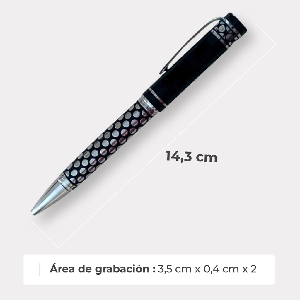 ibera gifts - Bolígrafos Personalizados, Bolígrafo Personalizado con Grabado Láser, Presentado en Bolsa de Regalo, Tamaño 14,3 cm (Negro grande)