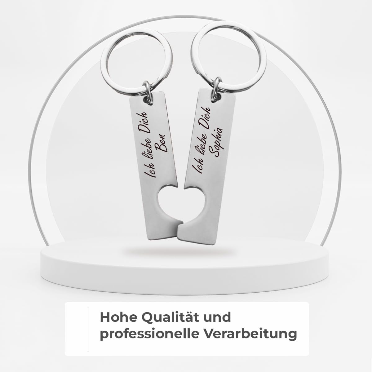 ibera gifts - 2 Personalisierte Schlüsselanhänger Herz - Anhänger als Geschenke Mit Gravur für Freund, Freundin, Vatertag, Muttertag, Partner - Coole Schluesselanhaenger