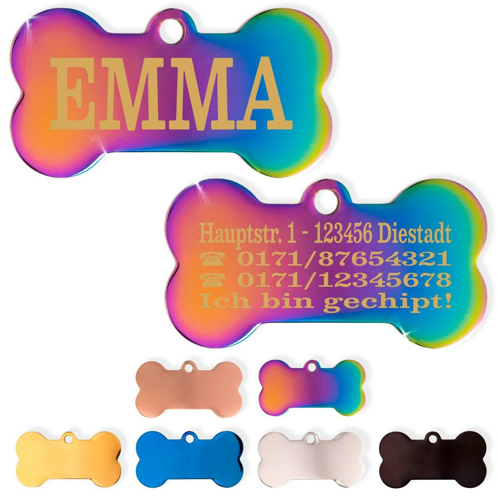 Ibera gifts - Hundemarke Mit Gravur - Personalisierte Hundemarke Für Mittelgroße Bis Große Hunde - Edelstahl 37 x 23 mm - Hundeanhänger Mit Gravur - Mit Strasssteinen (Silber/Strass/Pfote)