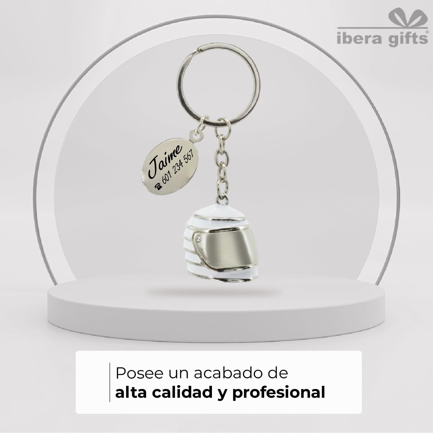 ibera gifts - Llavero Personalizado Casco De Moto Grabado Con Láser • Llavero Con Nombre Y Mensaje • Regalo Original Para Motoristas, Hombre, Mujer, Pareja, Aniversario
