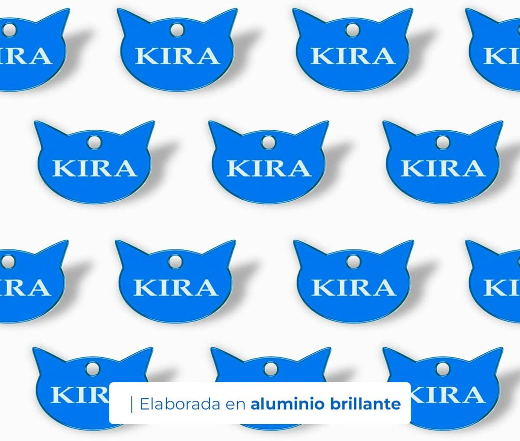 Ibera gifts - Schlüsselanhänger Katze, Anhänger Katze, Katzenmarke personalisiert, Katzengesicht, Aluminium, für kleine bis große Katzen, 25 mm x 17 mm