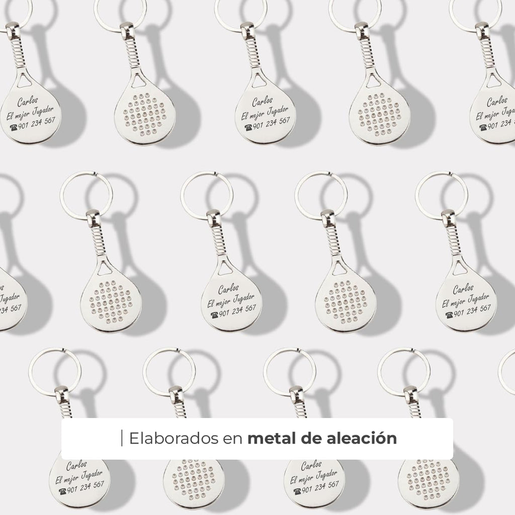 ibera gifts - Llavero Padel Personalizado en Forma de Raqueta, Acero Inoxidable, Llaveros Padel y Llaveros de Padel, Presentado en Bolsa de Regalo