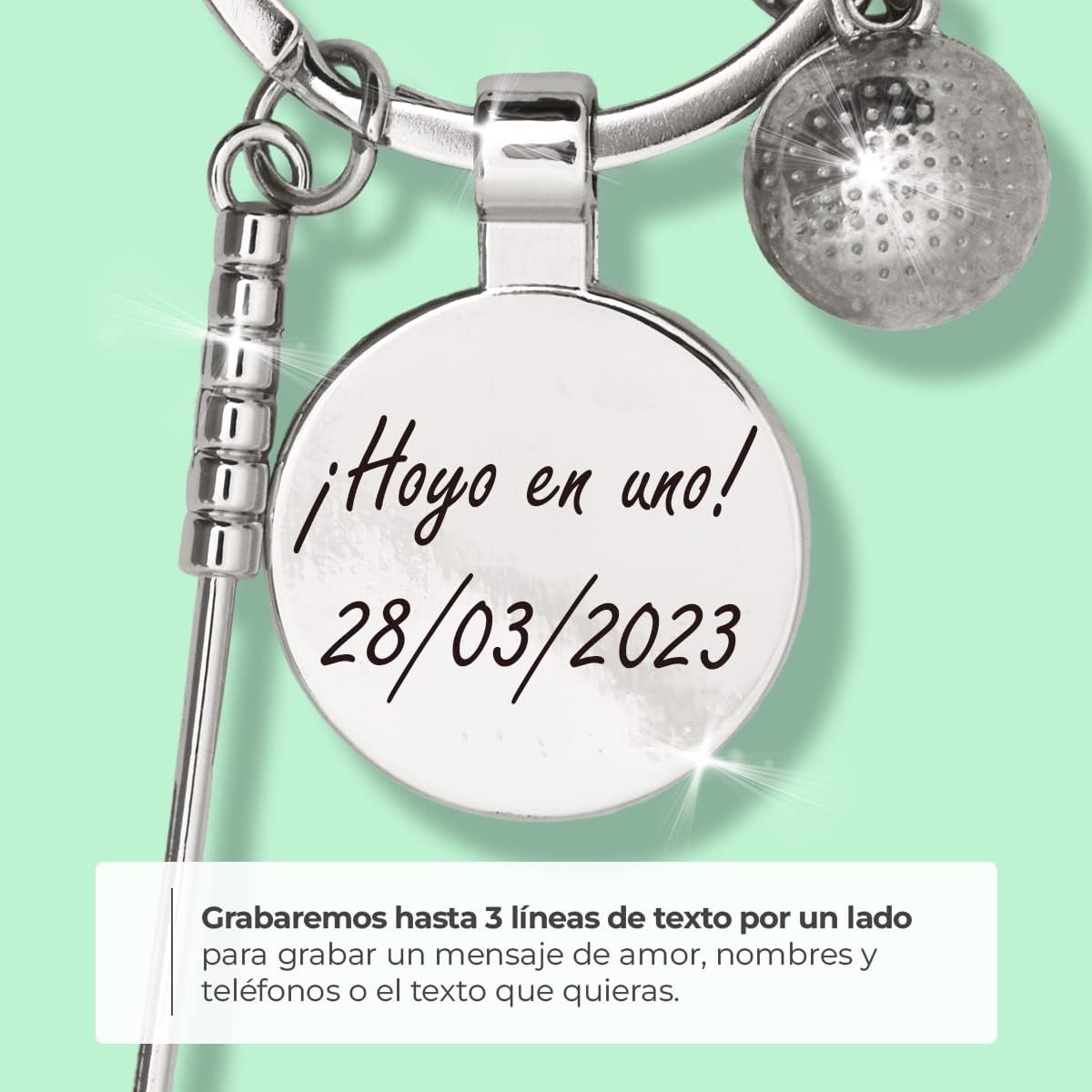 ibera gifts Llavero personalizado de golf - Regalos originales personalizados Golfista, Mujer, Hombre, Parejas, Novios, Amiga, Papa, Dia de Padre - Grabado con Nombre, Llaveros originales