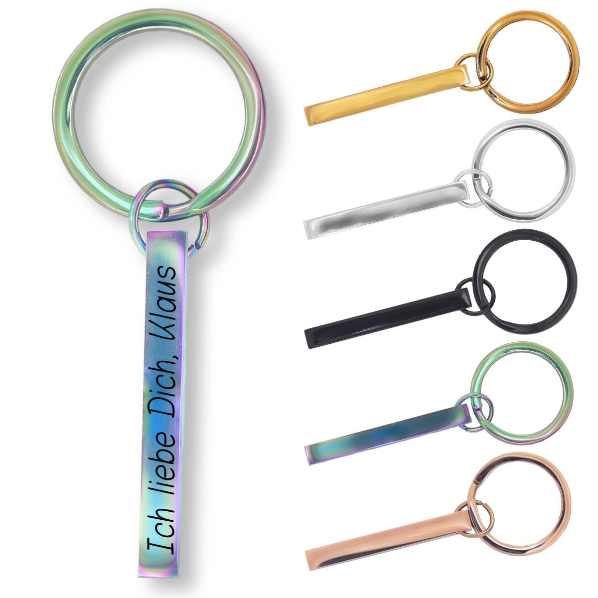 ibera gifts – schlüsselanhänger personalisiert aus Edelstahl | personalisierte schlüsselanhänger graviert auf 4 Seiten | Geschenkidee für Paare, Familie oder Freunde