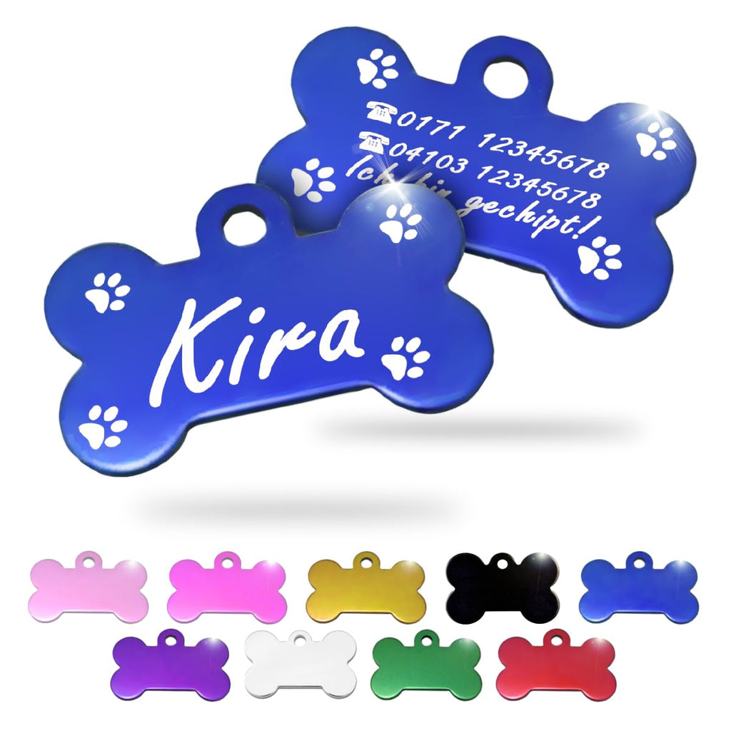 Ibera gifts - Hundemarke mit Gravur und personalisierte Hundemarke in Knochenform für kleine bis mittelgroße Hunde und Katzen (Rot, Keine Zeichnung)