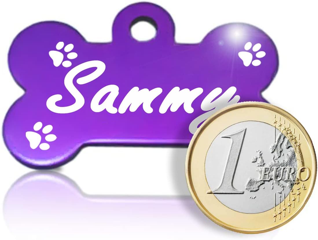 Ibera gifts - Hundemarke mit Gravur, Hundemarke personalisiert, XL, Knochenförmig, für große Haustiere, Aluminium (Blau)