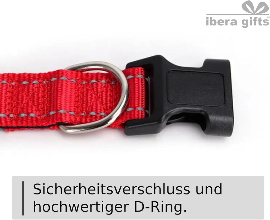 Ibera gifts - Hundehalsband Personalisiert, Hundehalsband Mit Namen Für Kleine Hunde, 25-40 cm, Reflektierend (Schwarz, S Klein)