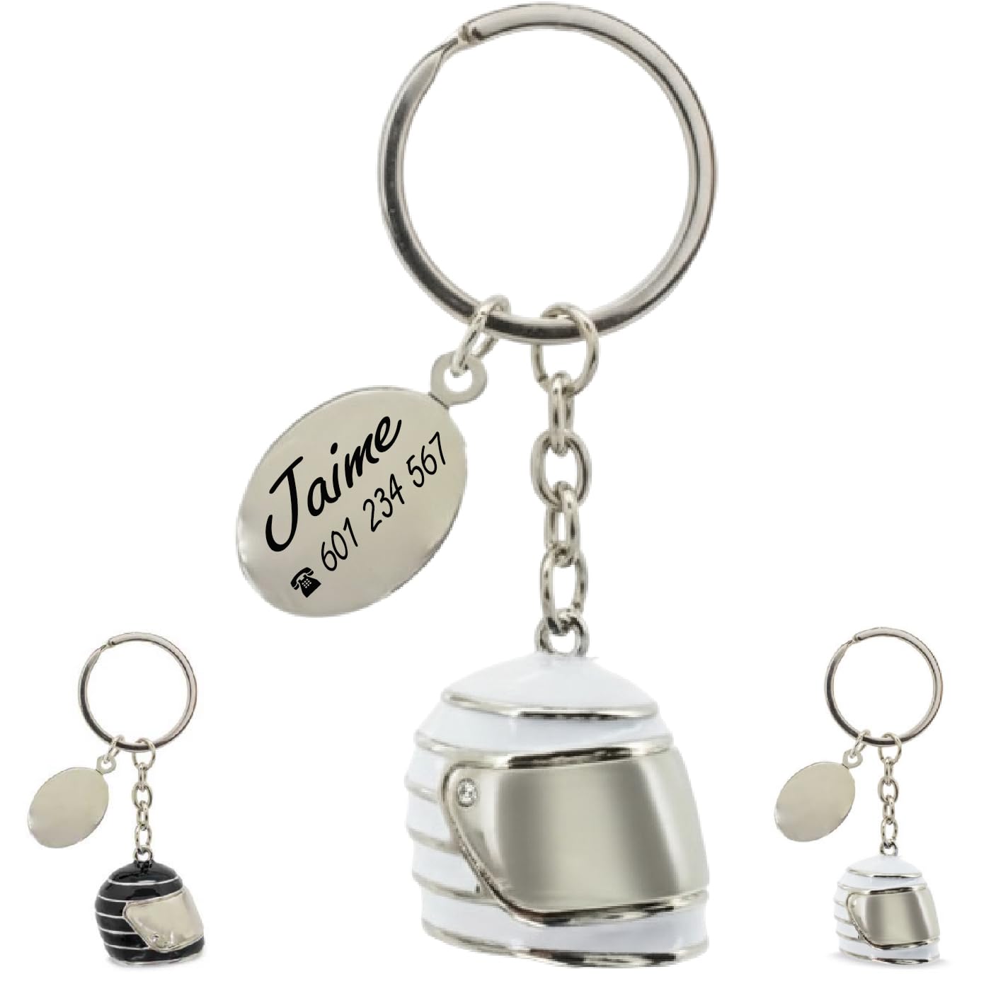 ibera gifts - Llavero Personalizado Casco De Moto Grabado Con Láser • Llavero Con Nombre Y Mensaje • Regalo Original Para Motoristas, Hombre, Mujer, Pareja, Aniversario