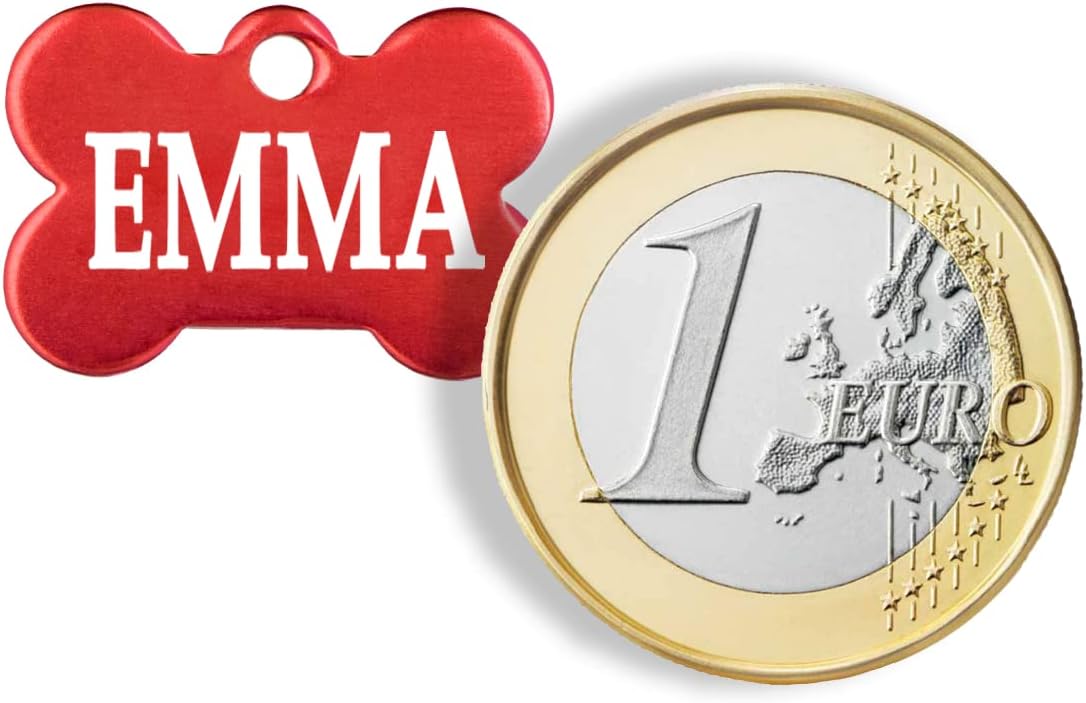 Iberiagifts - Tiermarke Knochen aus Aluminium mit Gravur für sehr kleine Hunde und Katzen - Plakette für Hund und Katzen graviert personalisiert (Blau)