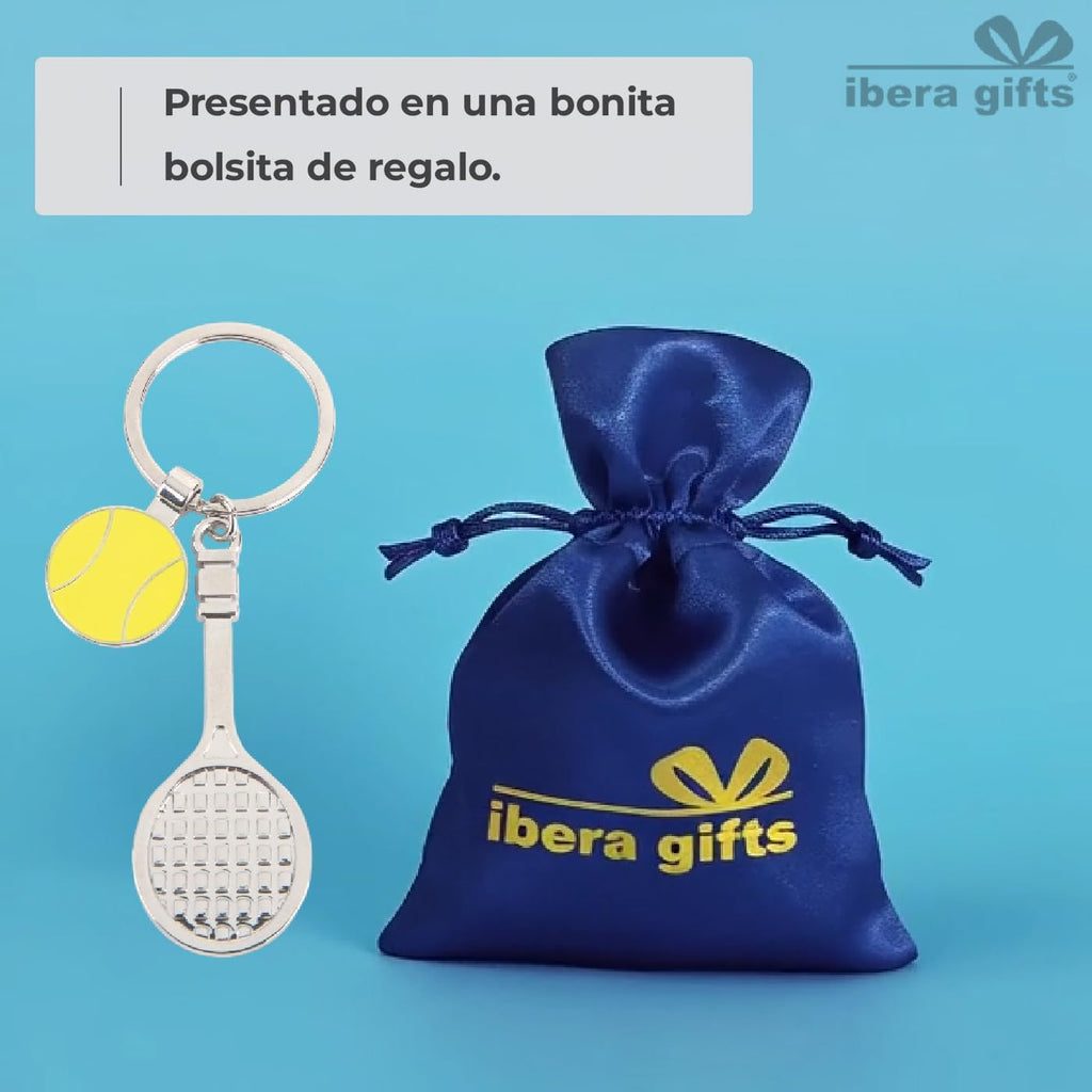 ibera gifts - Llavero Personalizado Tenis Raqueta y Pelota Grabado Láser Regalo Original Nombre Fecha Cumpleaños Amor Detalle Para Jugadores Tenis