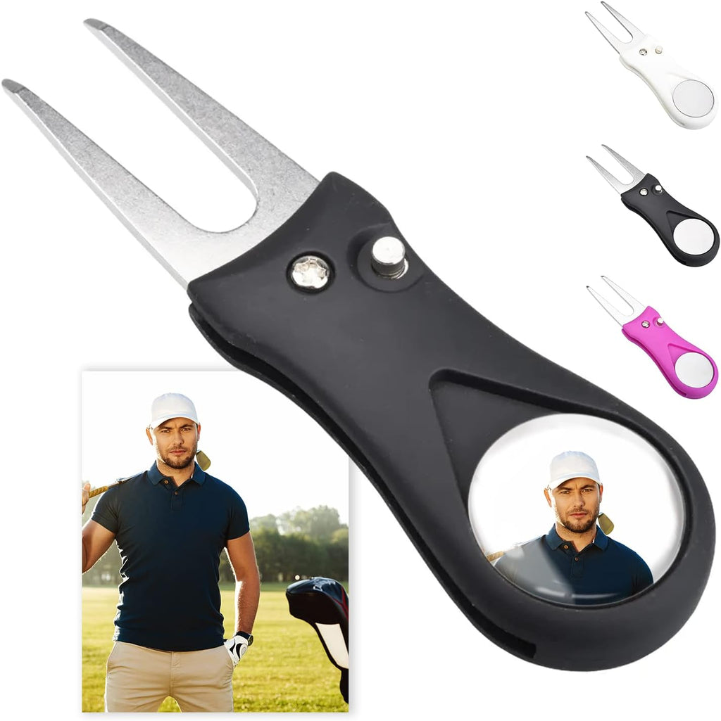 Arreglapiques de Golf con Marcador Magnetico Bolas Personalizado con Foto - Regalos para golfistas - Divot Tool, Pitch Fork, Accesorios arregla piques Repair pique repara green - Acabado Profesional