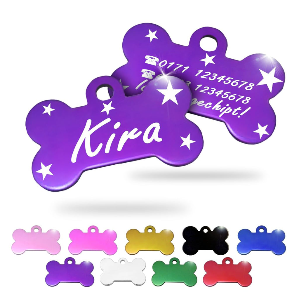 Ibera gifts - Hundemarke mit Gravur und personalisierte Hundemarke in Knochenform für kleine bis mittelgroße Hunde und Katzen (Rot, Keine Zeichnung)