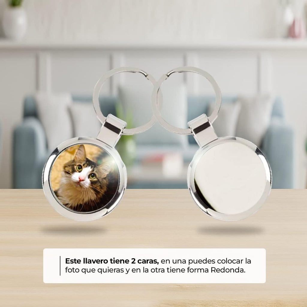 Ibera gifts - Foto Llavero personalizado Redondo - Regalos originales personalizados para Mujer Hombre Parejas Novios Amiga Papa Dia de Padre - Grabado con Imagen