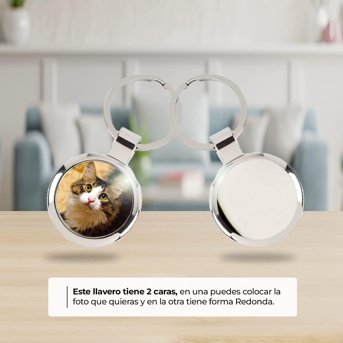 Ibera gifts - Foto Llavero personalizado Redondo - Regalos originales personalizados para Mujer Hombre Parejas Novios Amiga Papa Dia de Padre - Grabado con Imagen