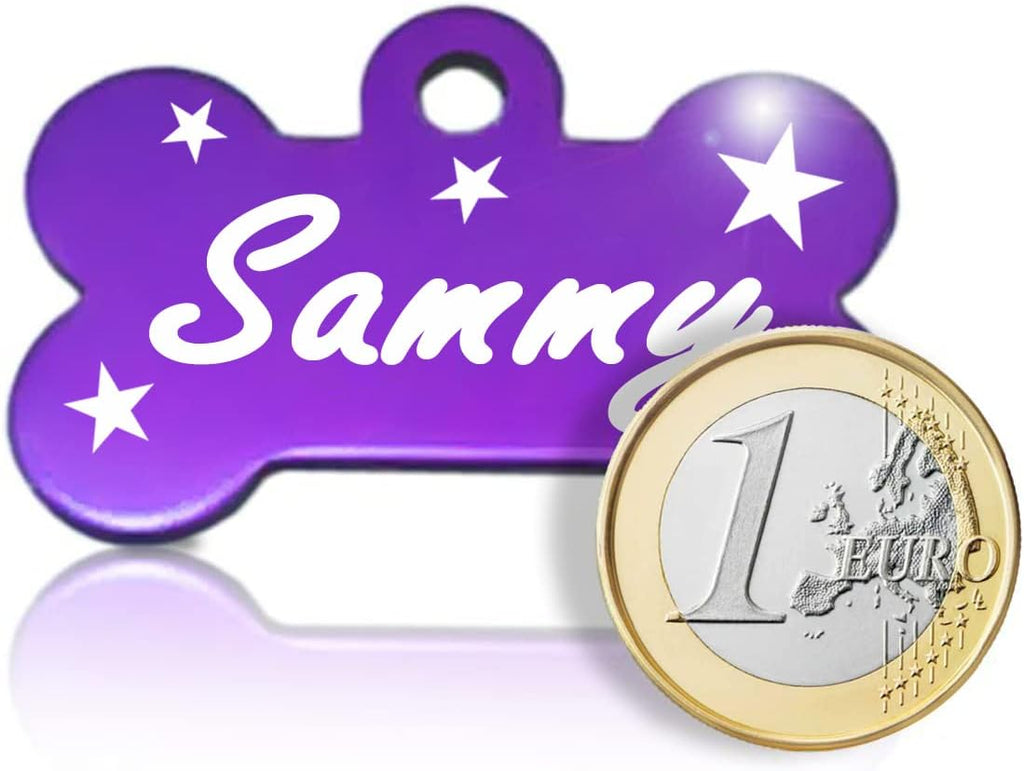 Ibera gifts - Hundemarke mit Gravur, Hundemarke personalisiert, XL, Knochenförmig, für große Haustiere, Aluminium (Rosa)