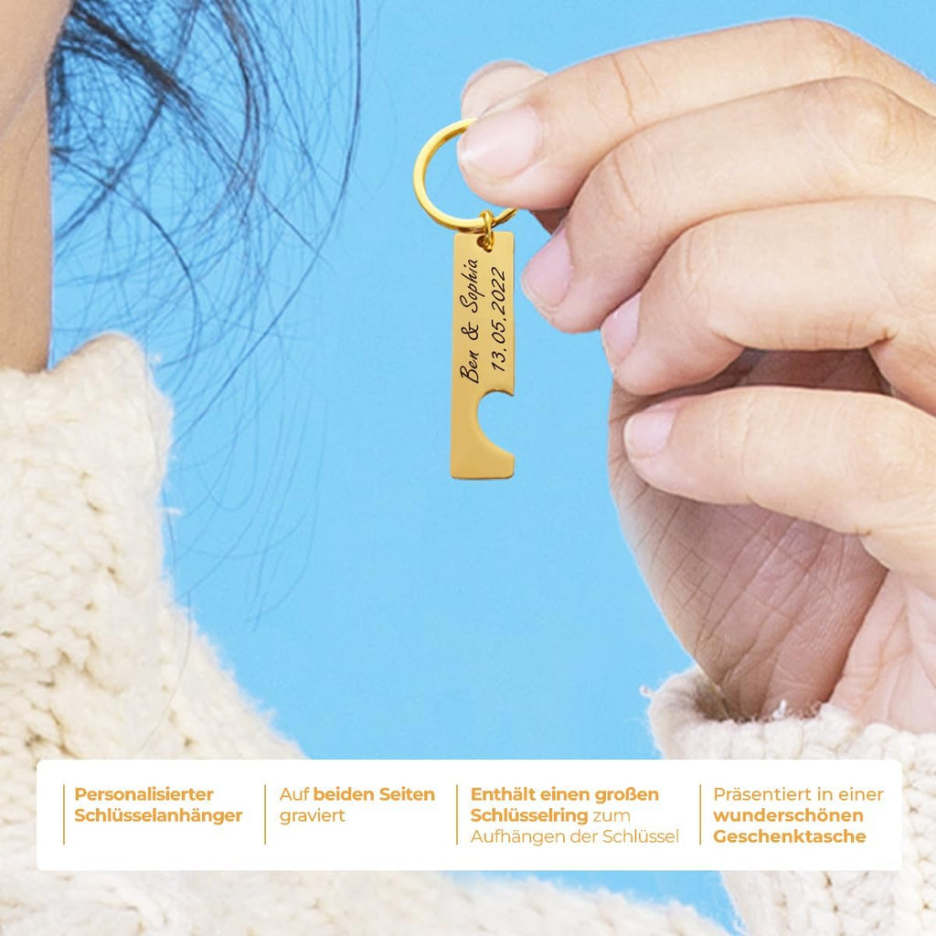 ibera gifts - 2 Personalisierte Schlüsselanhänger Herz - Anhänger als Geschenke Mit Gravur für Freund, Freundin, Vatertag, Muttertag, Partner - Coole Schluesselanhaenger