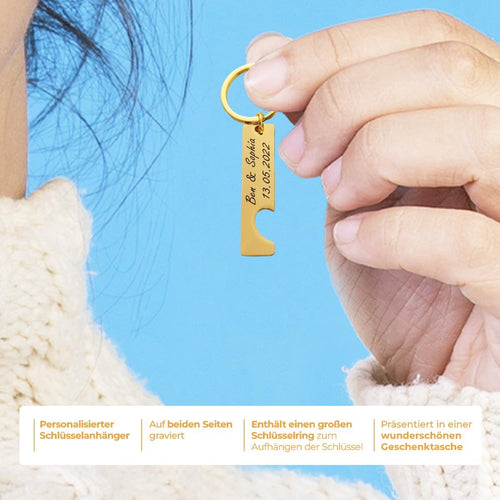 ibera gifts - 2 Personalisierte Schlüsselanhänger Herz - Anhänger als Geschenke Mit Gravur für Freund, Freundin, Vatertag, Muttertag, Partner - Coole Schluesselanhaenger