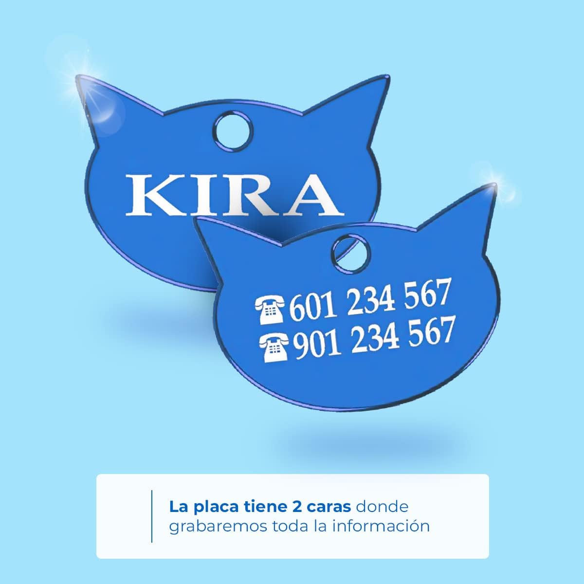 Ibera gifts - Schlüsselanhänger Katze, Anhänger Katze, Katzenmarke personalisiert, Katzengesicht, Aluminium, für kleine bis große Katzen, 25 mm x 17 mm