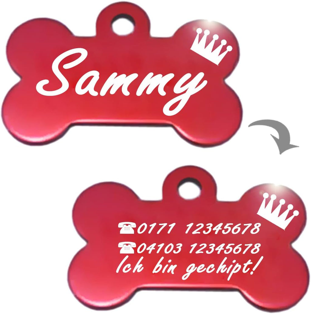 Ibera gifts - Hundemarke mit Gravur, Hundemarke personalisiert, XL, Knochenförmig, für große Haustiere, Aluminium (Lila)