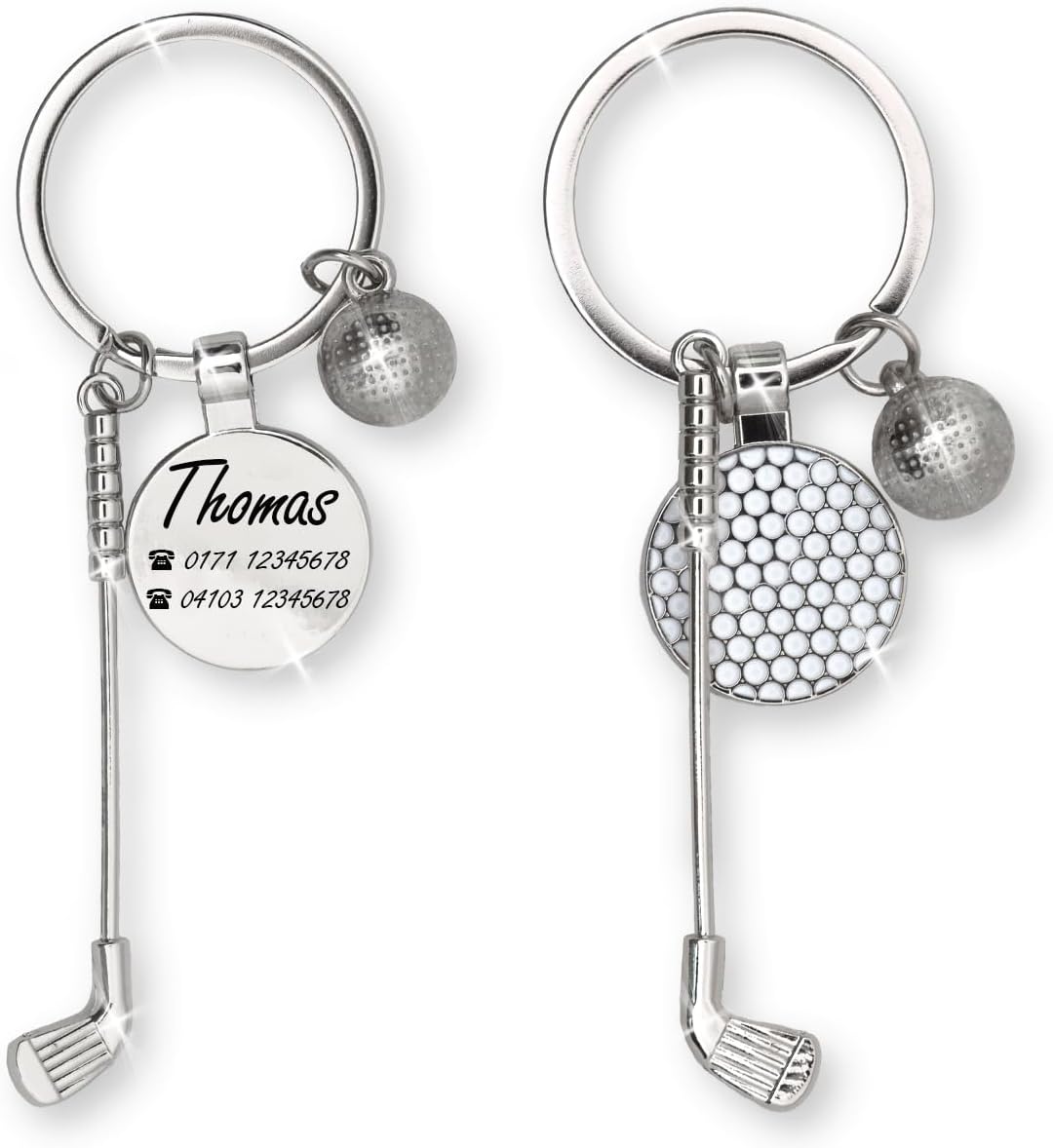 ibera gifts – Golf Schlüsselanhänger personalisiert mit Gravur – Schlüsselanhänger Golf mit Gravur – Geschenkidee für Golfer – Edelstahl – Golfballmarker (Club)