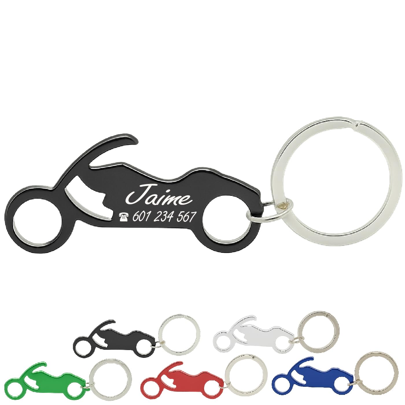 ibera gifts - Llavero Personalizado Moto De Carrera Con Grabado Láser • Llavero Con Nombre Y Mensaje • Regalo Original Para Motociclistas, Pareja, Hombre, Mujer (Moto verde)