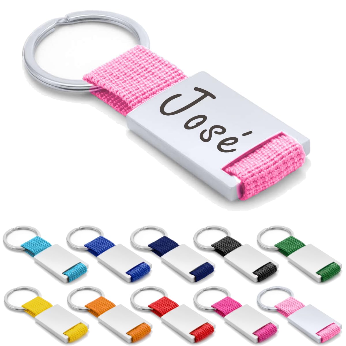 ibera gifts Llavero personalizado Metal/Tela - Regalos originales personalizados Mujer, Hombre, Parejas, Novios, Amiga, Papa, Dia de Padre - Grabado con Nombre, Mensaje, Llaveros personalizados