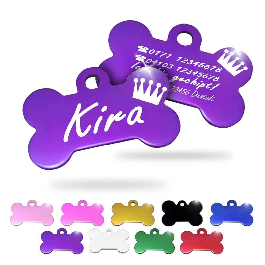 Ibera gifts - Hundemarke mit Gravur und personalisierte Hundemarke in Knochenform für mittelgroße bis große Hunde und Katzen (Silber, Keine Zeichnung)