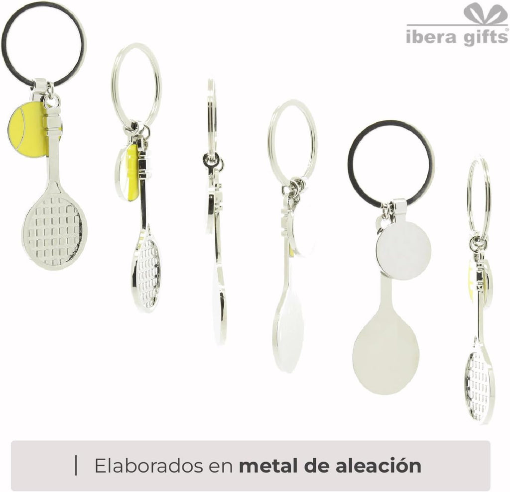 ibera gifts - Llavero Personalizado Tenis Raqueta y Pelota Grabado Láser Regalo Original Nombre Fecha Cumpleaños Amor Detalle Para Jugadores Tenis