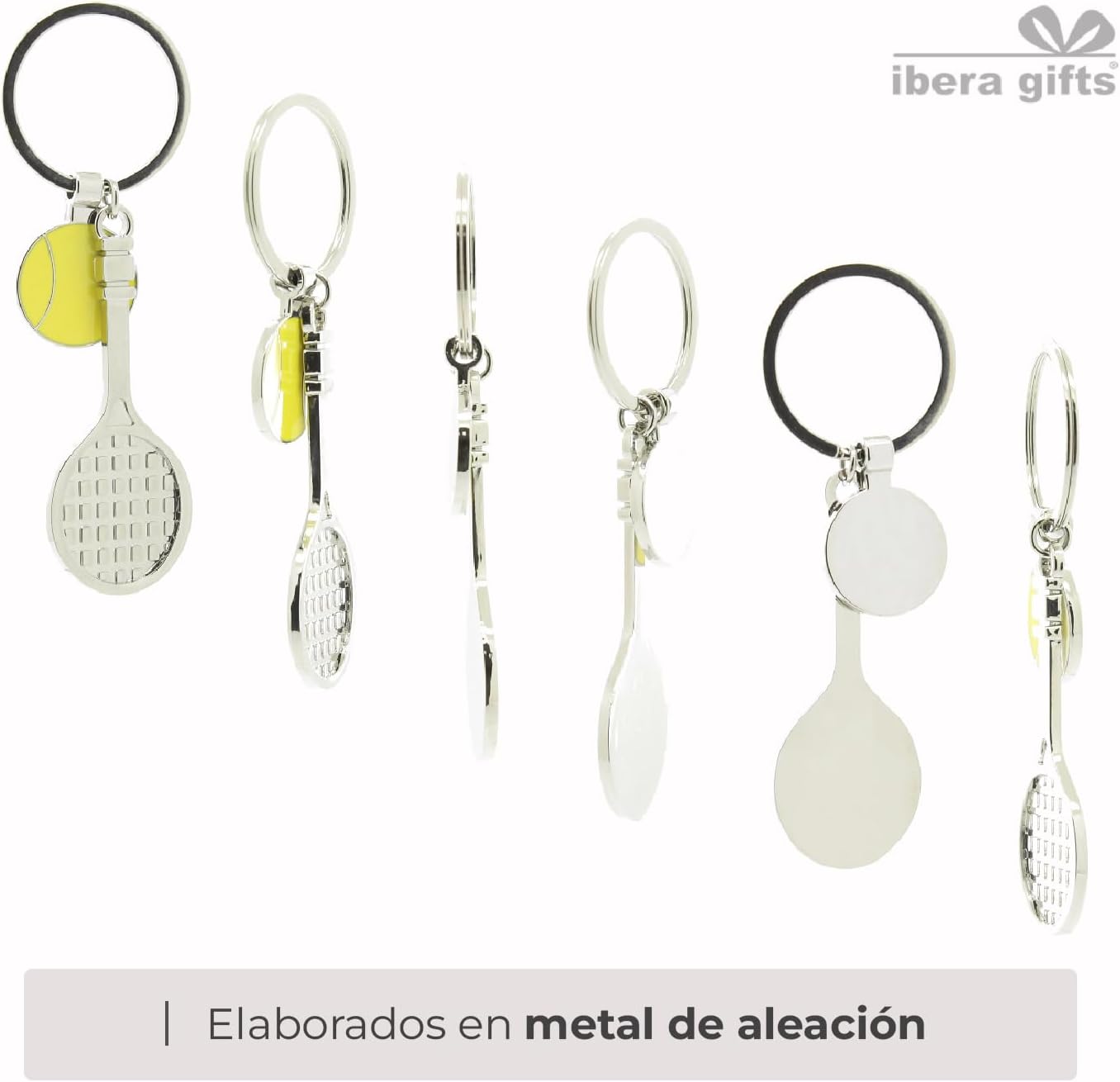 ibera gifts - Llavero Personalizado Tenis Raqueta y Pelota Grabado Láser Regalo Original Nombre Fecha Cumpleaños Amor Detalle Para Jugadores Tenis