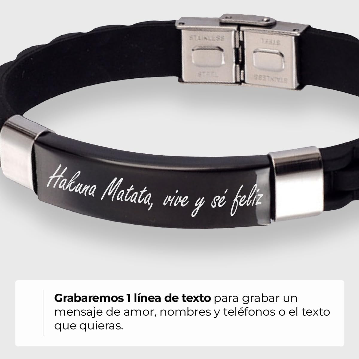 ibera gifts - Pulsera personalizada de acero inoxidable - Regalo Grabado para Hombre Mujer Parejas Amigos - Acabado profesional