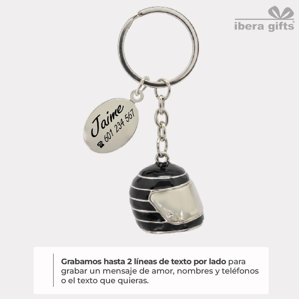 ibera gifts - Llavero Personalizado Casco De Moto Grabado Con Láser • Llavero Con Nombre Y Mensaje • Regalo Original Para Motoristas, Hombre, Mujer, Pareja, Aniversario