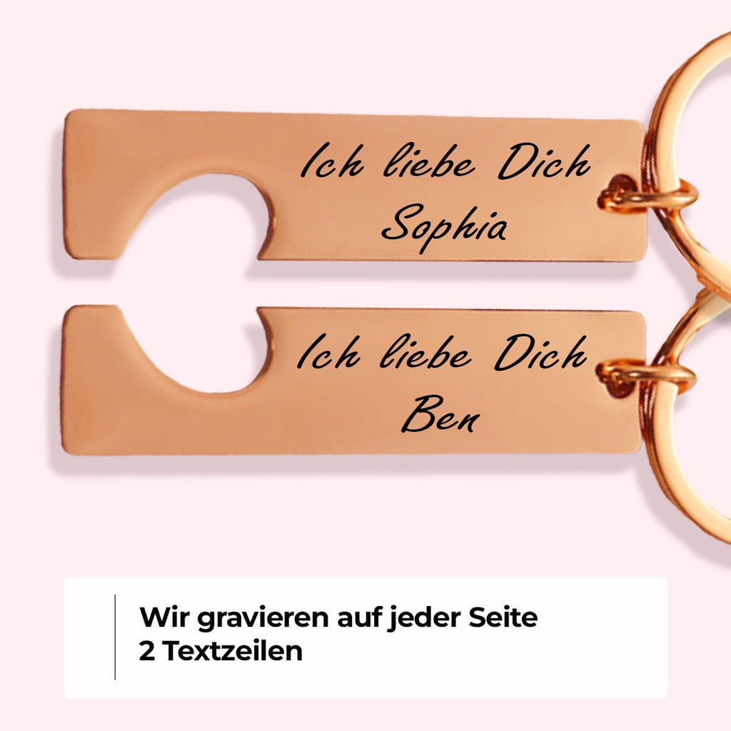 ibera gifts - 2 Personalisierte Schlüsselanhänger Herz - Anhänger als Geschenke Mit Gravur für Freund, Freundin, Vatertag, Muttertag, Partner - Coole Schluesselanhaenger