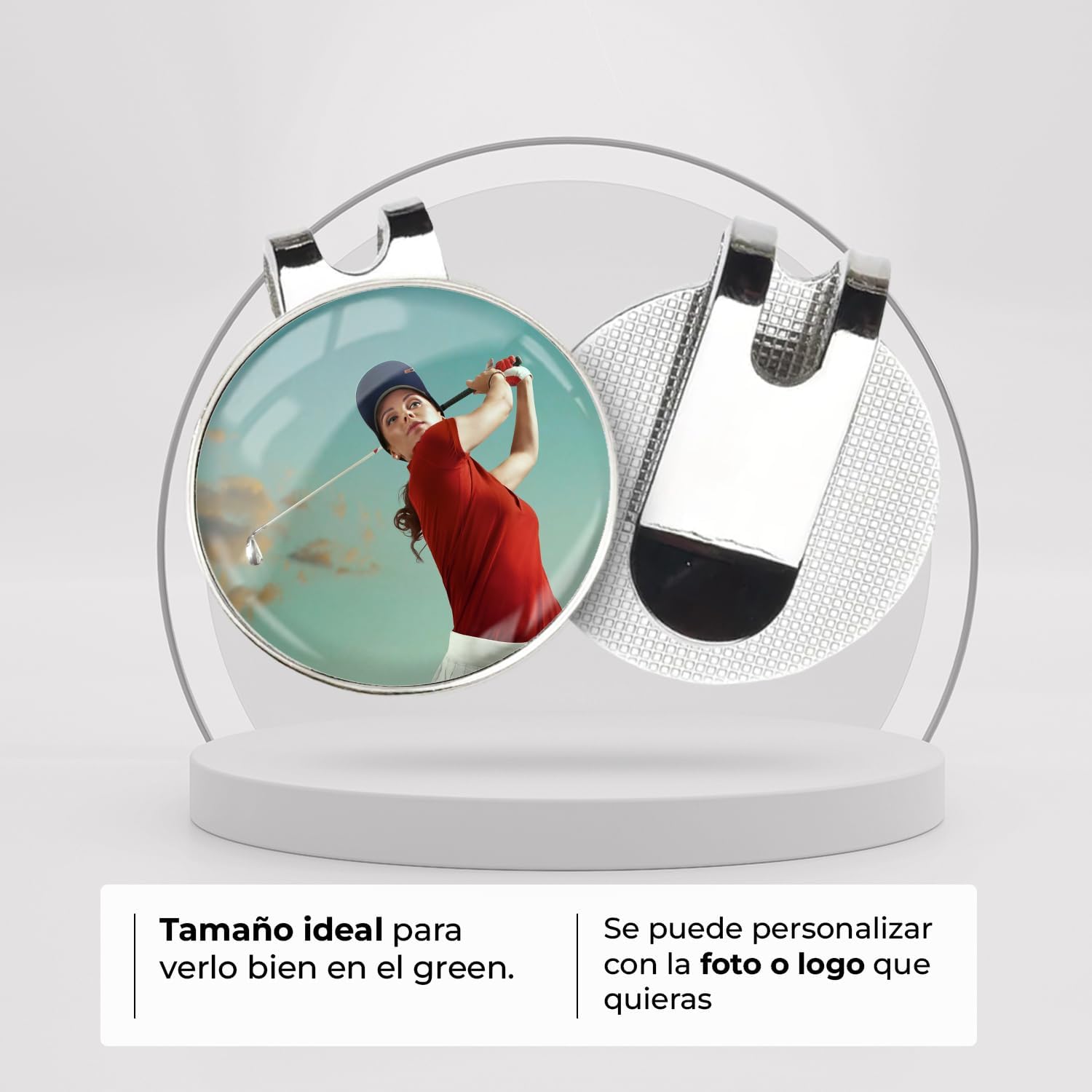 ibera gifts - Marcador Bolas de Golf Personalizado con Clip Gorra Magnético y 2 Marcadores de Bola, Presentado en Caja de Regalo, Diámetro 2,5 cm