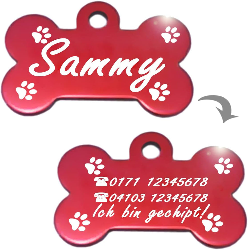 Ibera gifts - Hundemarke mit Gravur, Hundemarke personalisiert, XL, Knochenförmig, für große Haustiere, Aluminium (Blau)