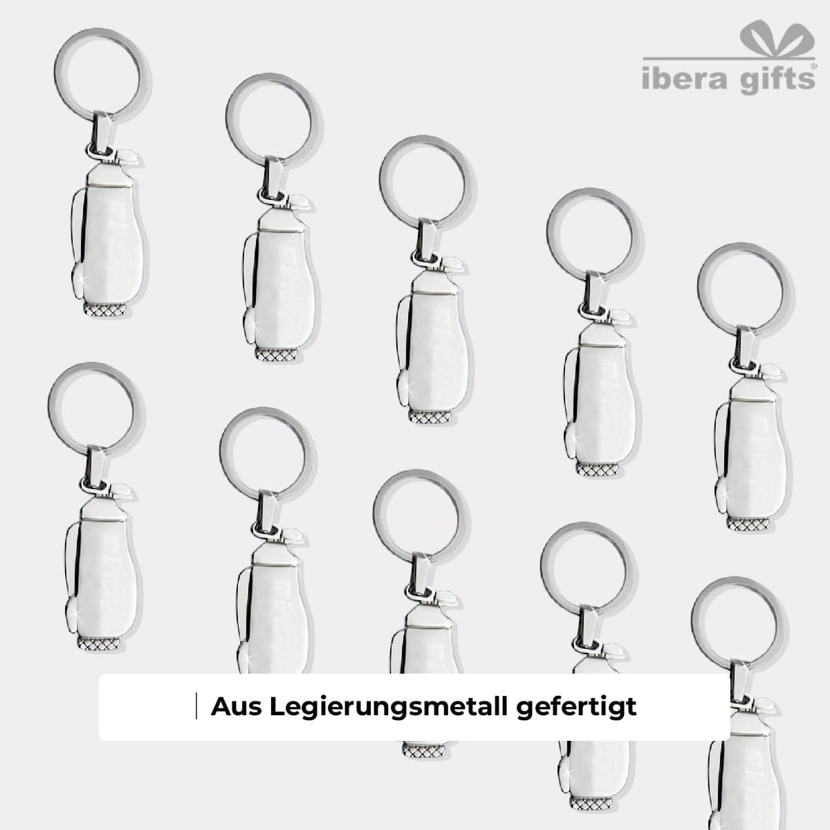 ibera gifts – Golf Schlüsselanhänger personalisiert aus Edelstahl – Schlüsselanhänger Golf mit Gravur – Golftasche – Geschenkidee für Golfer (Tasche)