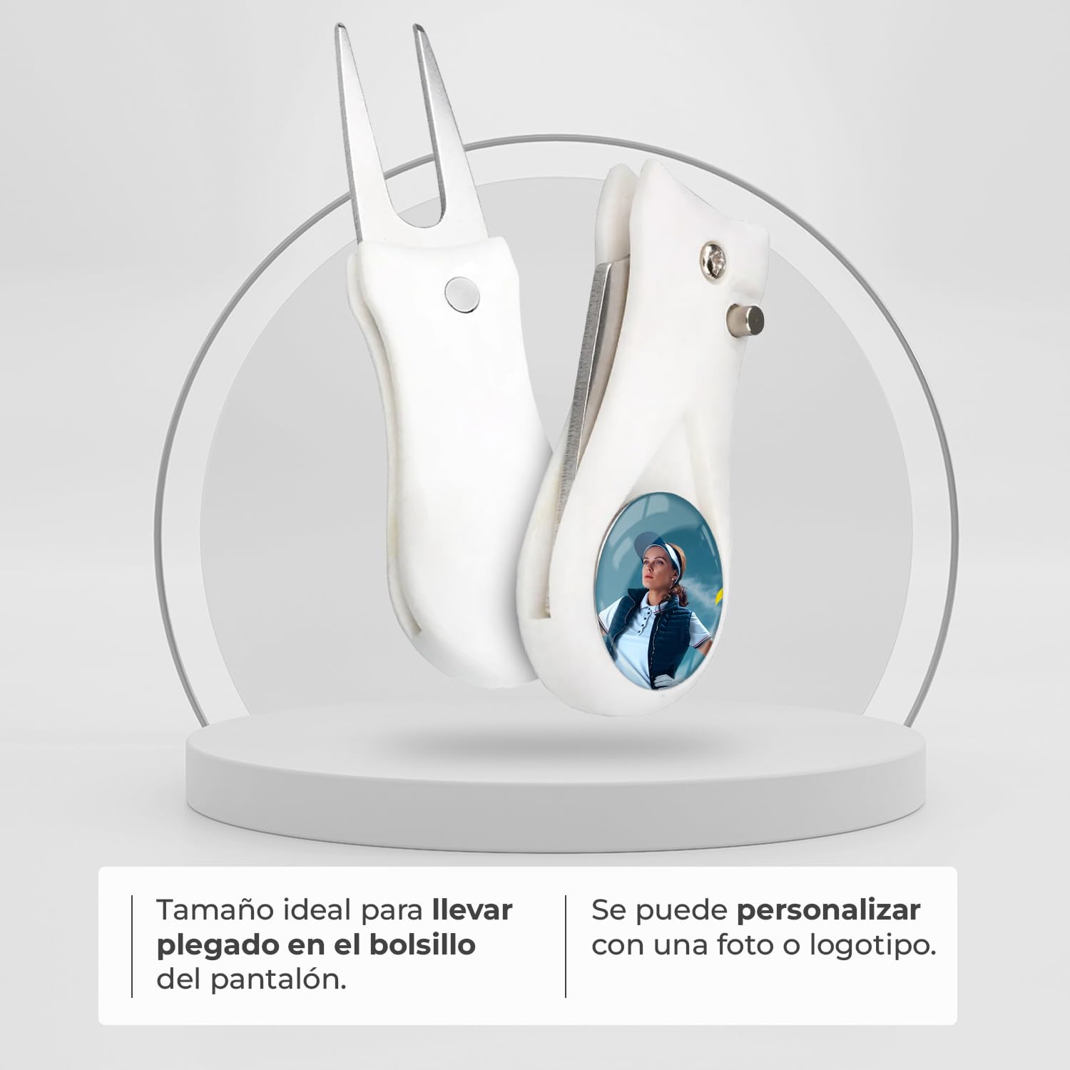 Arreglapiques de Golf con Marcador Magnetico Bolas Personalizado con Foto - Regalos para golfistas - Divot Tool, Pitch Fork, Accesorios arregla piques Repair pique repara green - Acabado Profesional