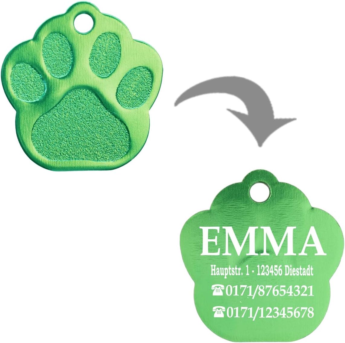 Ibera gifts - Hundemarke mit Gravur und personalisierte Hundemarke in Pfotenform für mittelgroße bis große Hunde und Katzen (Rosa)