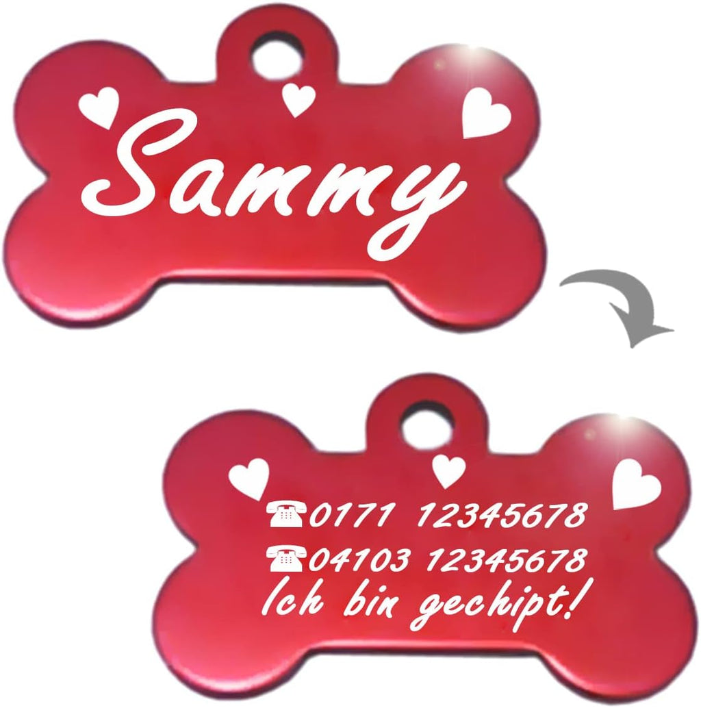 Ibera gifts - Hundemarke mit Gravur, Hundemarke personalisiert, XL, Knochenförmig, für große Haustiere, Aluminium (Blau)