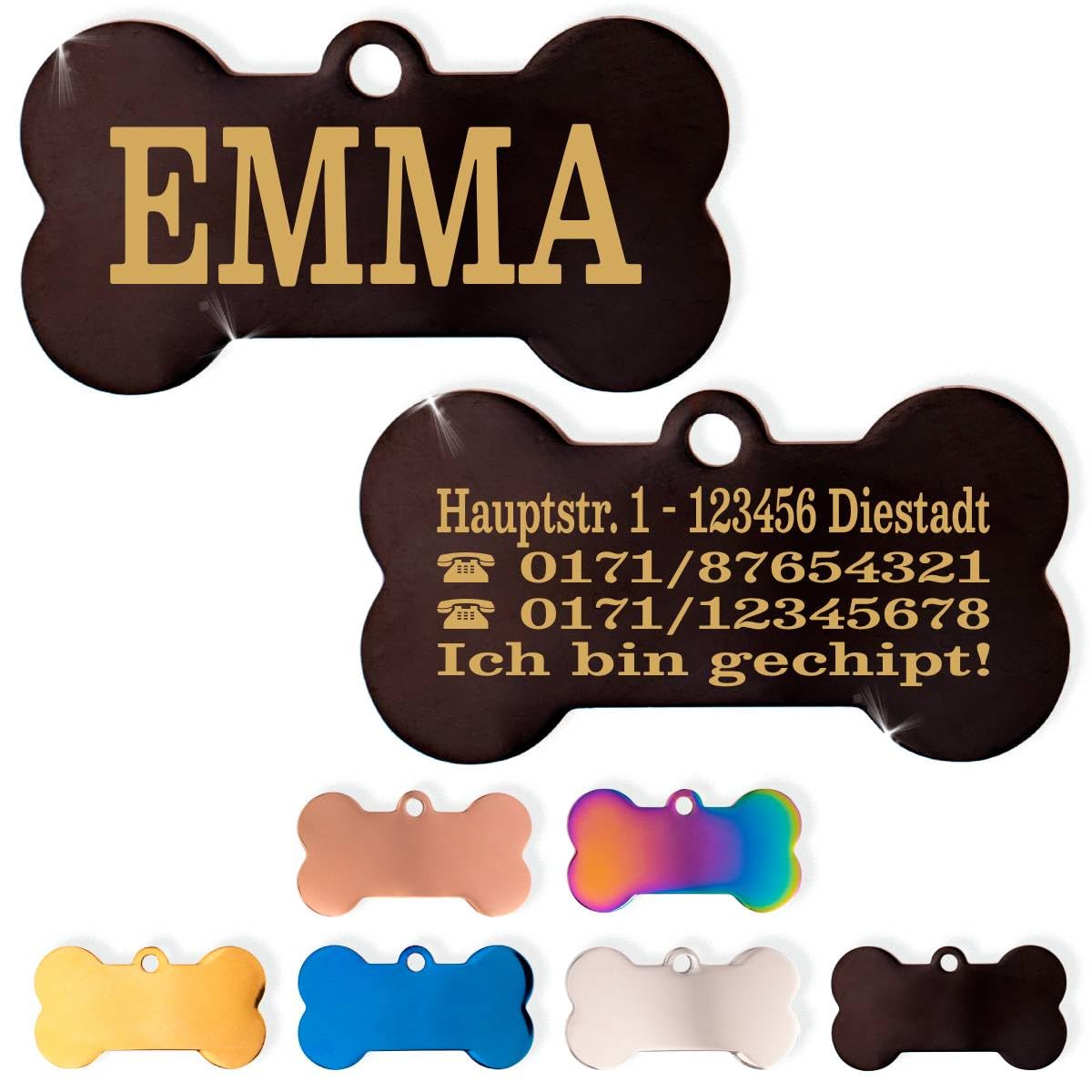 Ibera gifts - Hundemarke Mit Gravur - Personalisierte Hundemarke Für Mittelgroße Bis Große Hunde - Edelstahl 37 x 23 mm - Hundeanhänger Mit Gravur - Mit Strasssteinen (Silber/Strass/Pfote)