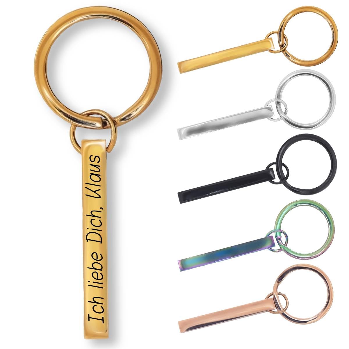 ibera gifts – schlüsselanhänger personalisiert aus Edelstahl | personalisierte schlüsselanhänger graviert auf 4 Seiten | Geschenkidee für Paare, Familie oder Freunde