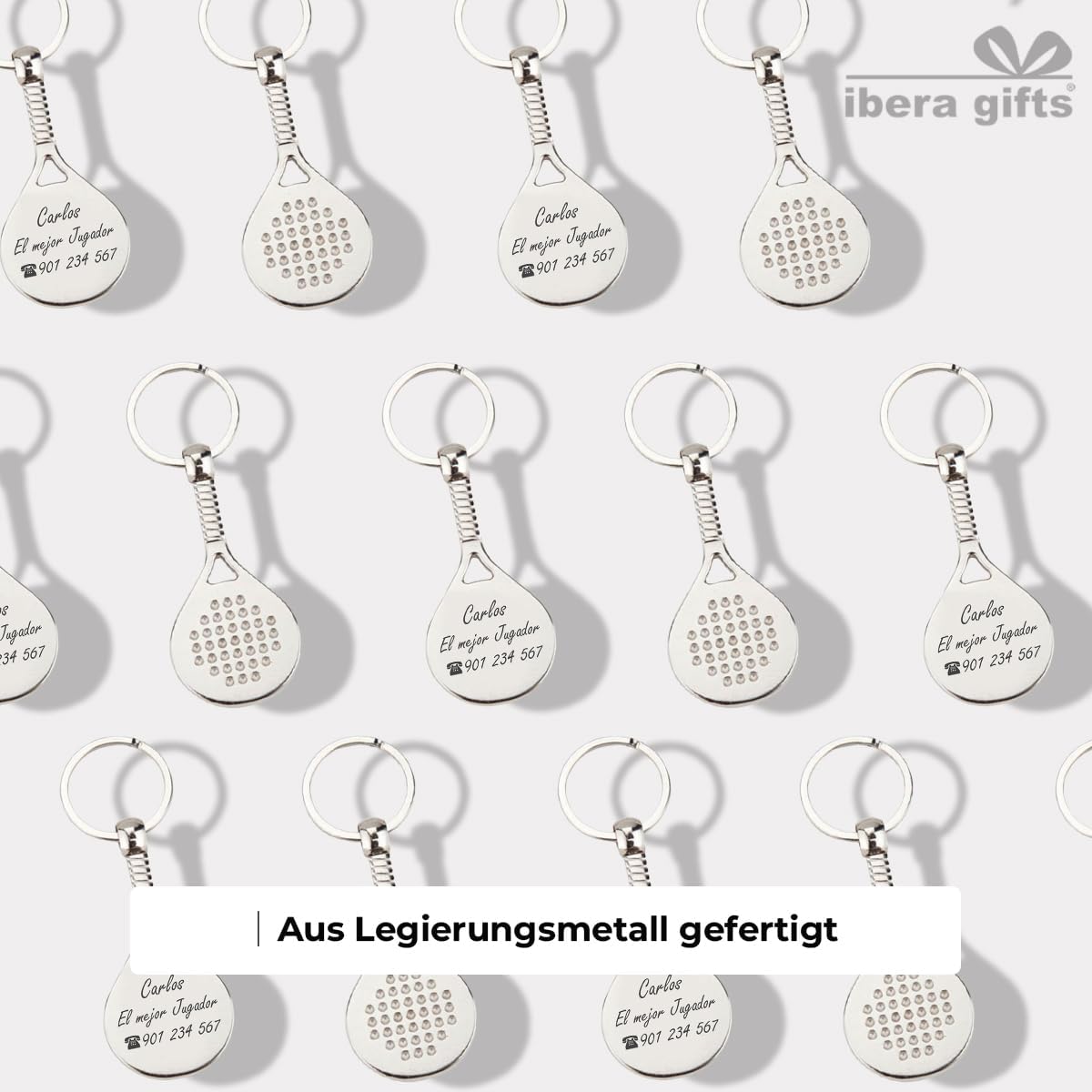 ibera gifts – Padel Schlüsselanhänger personalisiert mit Gravur – Geschenk Padelspieler personalisiert – Schlüsselanhänger Padel Schläger Edelstahl