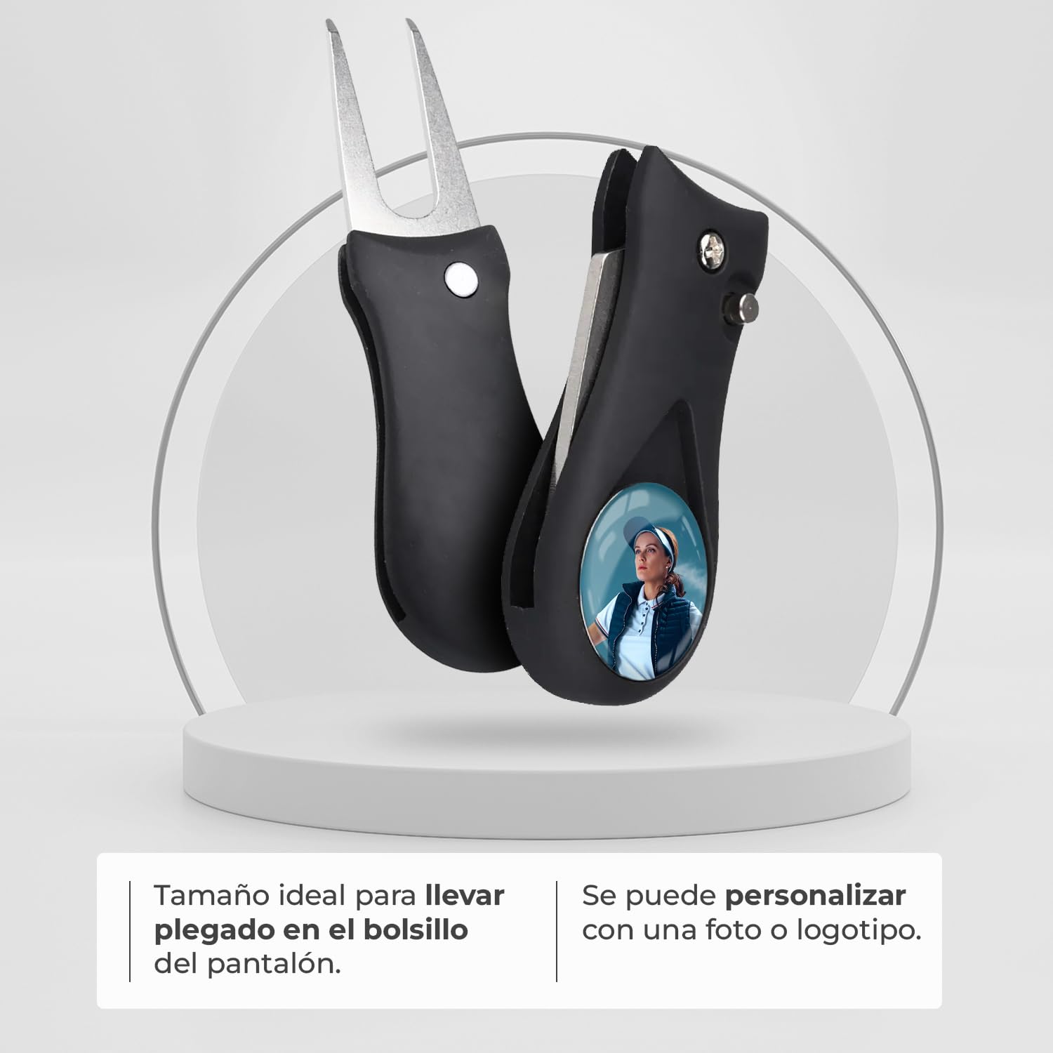 Arreglapiques de Golf con Marcador Magnetico Bolas Personalizado con Foto - Regalos para golfistas - Divot Tool, Pitch Fork, Accesorios arregla piques Repair pique repara green - Acabado Profesional