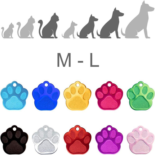 Chapa Perro Grabada en Forma de Pata, Placa Perro Personalizada para Perros y Gatos Medianos y Grandes, Tamaño 35 mm x 35 mm, Chapa Identificativa Perro y Gato (Lila)