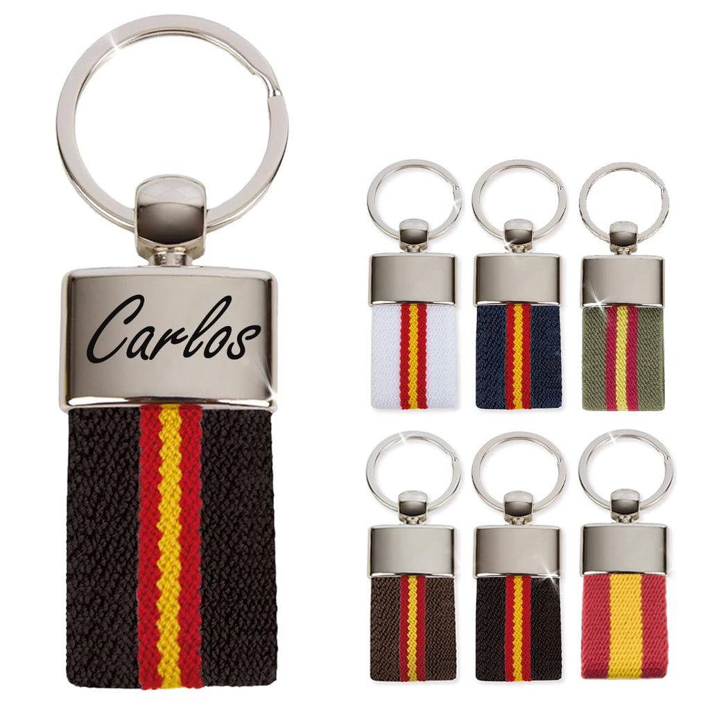 ibera gifts Llavero personalizado Bandera de España - Regalos originales personalizados Mujer, Hombre, Parejas, Novios, Papa, Dia de Padre - Grabado con Nombre, Mensaje, Llaveros originales