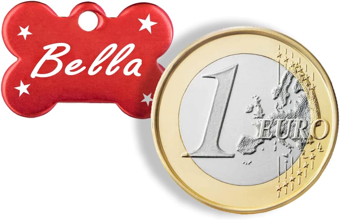 Iberiagifts - Hundemarke Knochen mit Gravur und Sternefür sehr kleine Welpen - Hunde - Katzen Haustier Plakette Anhänger Halsband Medaillon graviert personalisiert (Grün)
