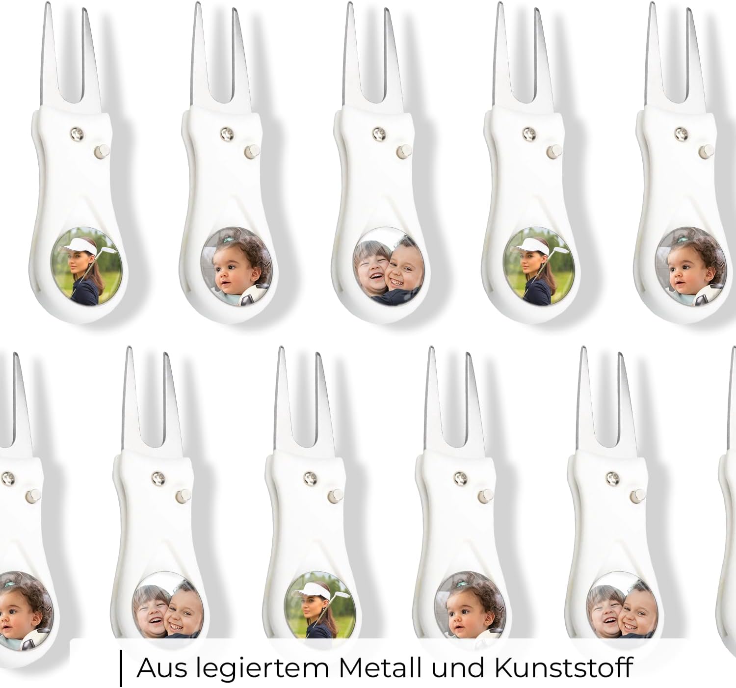 ibera gifts - Golf Pitchgabel mit magnetischem Golfball Marker, personalisiert mit Foto - Personalisierte Pitch Pitching Gabel Divot Tool