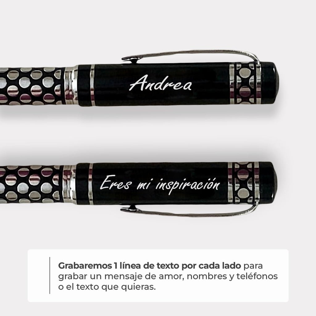 ibera gifts - Bolígrafos Personalizados, Bolígrafo Personalizado con Grabado Láser, Presentado en Bolsa de Regalo, Tamaño 14,3 cm (Negro grande)